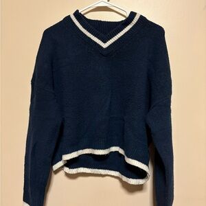 Abercrombie & Fitch Dark Blue V-Neck Sweater